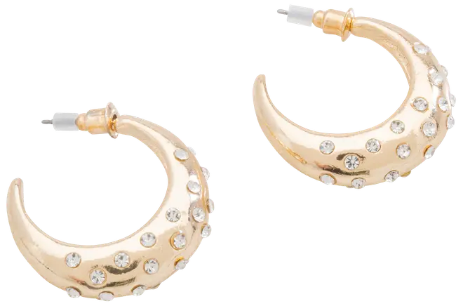 Øreringe chunky med sten - guld