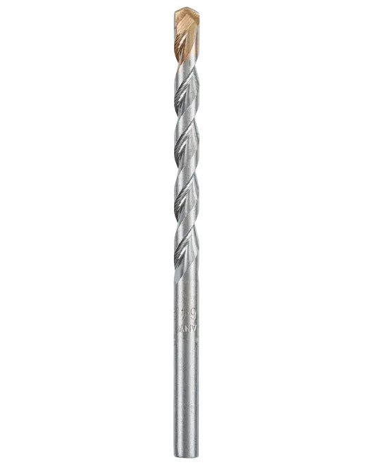 Silverfärgat spiralborr med guldfärgad skäregg och slät cylindrisk skaftdel.