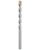 Silverfärgat spiralborr med guldfärgad skäregg och slät cylindrisk skaftdel.