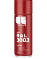 Lyserød glans spraymaling, 400 ml. Premium akryl, ultra-høj glans, hurtigtørrende, anti-dryp dyse. Velegnet til glatte, professionelle resultater. Cosmos Lac RAL 3015.