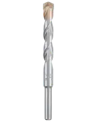 Silverfärgad spiralborr med spetsig hårdmetallspets och slätt cylindriskt skaft för borrning i metall, trä eller murverk.