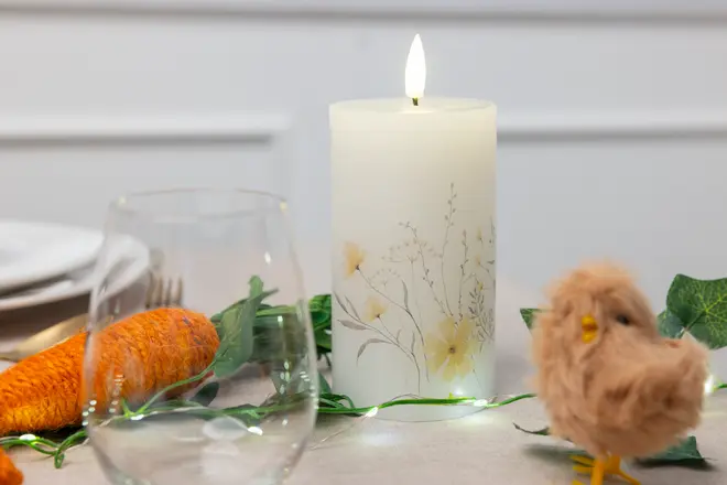 LED vaxljus blommigt motiv 2-pack