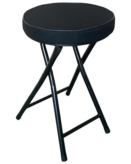 Taburet med tykt polstret sæde - foldbar sort