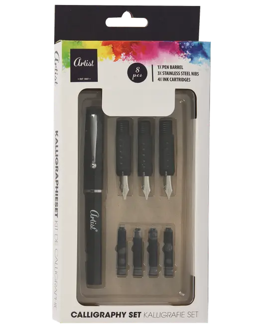 Kalligrafisæt med blæk 8 dele