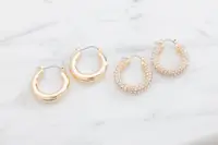 Örhängen chunky hoops 2 par - guld
