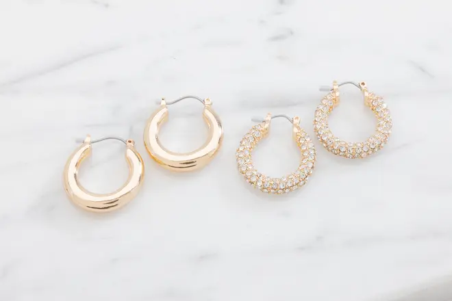 Øreringe chunky hoop 2 par - guld