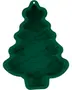 Grøn silikone bageform formet som et juletræ med detaljerede grene og stjerne i toppen. Fleksibel, non-stick og perfekt til festlige kager eller desserter.