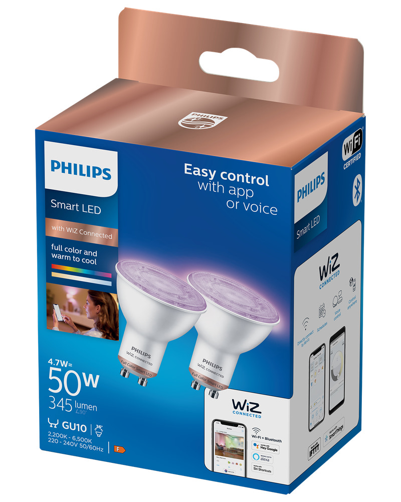 PHILIPS Smart LED reflektorlampa 4,7W GU10 2-pack - Full Color