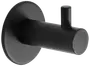 Mat sort vægkrog med cylindrisk krop og rund base, lille tap til ophæng. Moderne, minimalistisk design, velegnet til badeværelse, køkken eller entré.