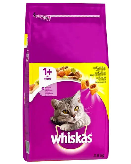 WHISKAS Torrfoder 1 år+ med kyckling 3,8 kg