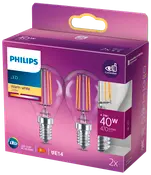 PHILIPS LED klotlampa 4,3W E14 2-pack