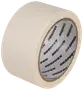 Bred rulle beige malertape med glat overflade, egnet til maling eller generel brug. Indvendig kerne med 'DROPPEN' branding. Holdbar og let at rive over med hånden.