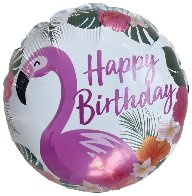 Folieballon 33 cm - Happy birthday flamingo
