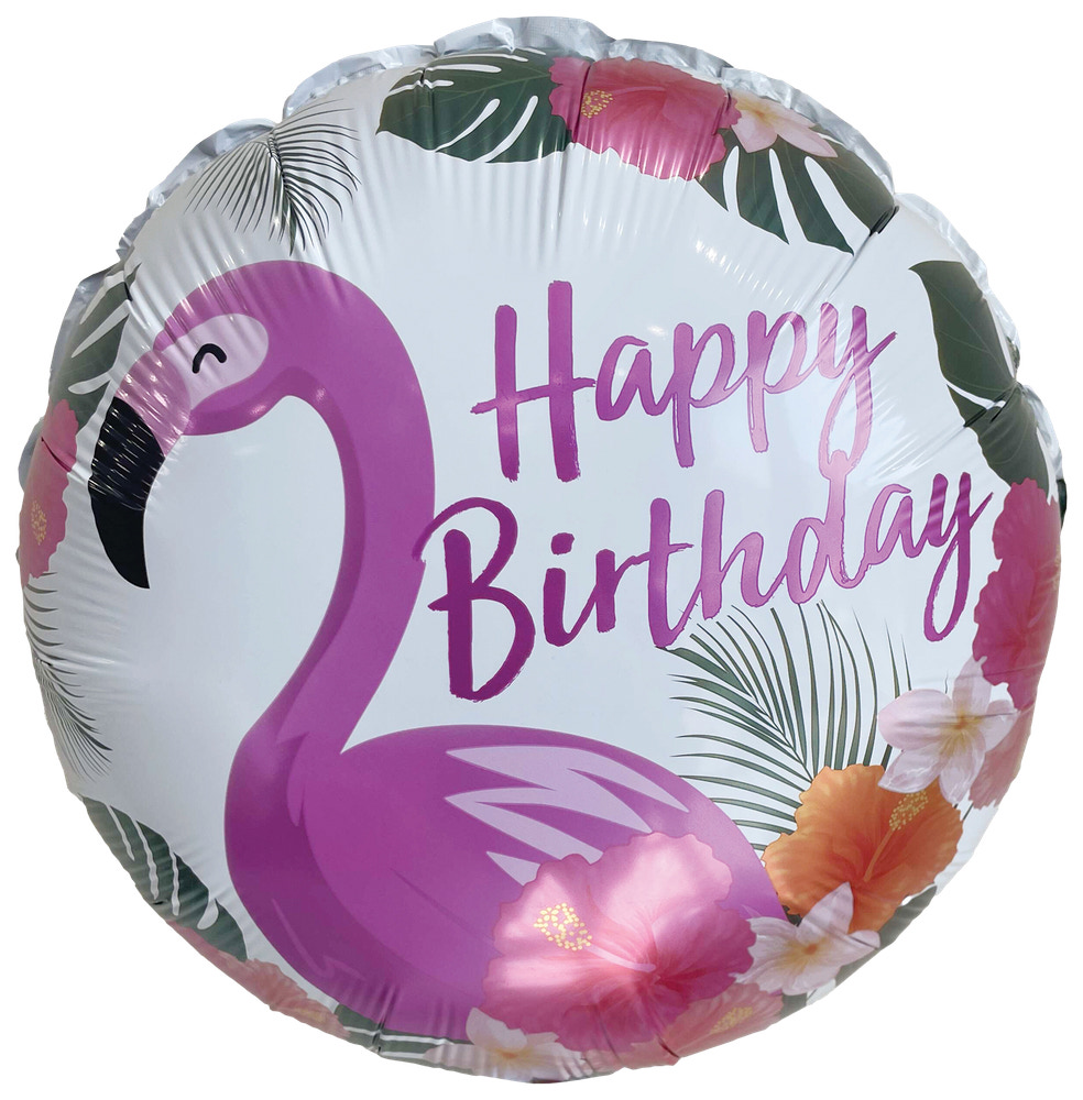 Folieballong 33 cm - Happy birthday flamingo