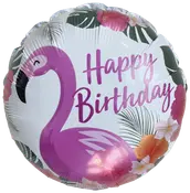 Folieballon 33 cm - Happy birthday flamingo