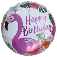 Folieballong 33 cm - Happy birthday flamingo