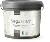5 liters spand Sagasense loftmaling, Glans 3, til indendørs lofter. Svanemærket, premium kvalitet, let påføring, helmatt finish, produceret i Danmark. Gråt låg og hank.