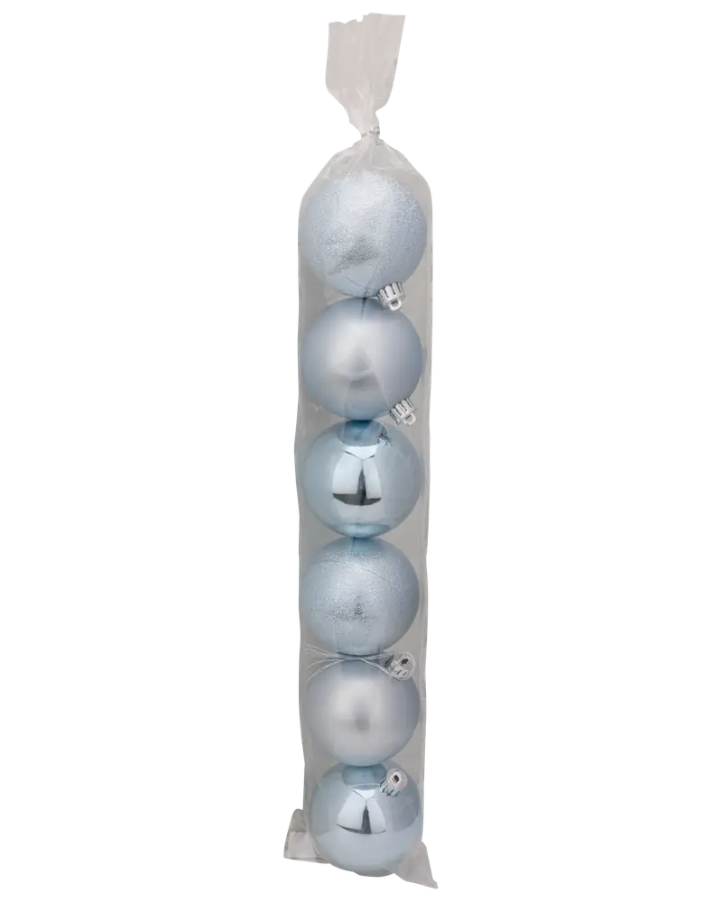  Julgranskulor Ø7 cm 6-pack - ljusblå