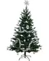 Kunstigt grønt juletræ med sølvguirlande, sølvkugler og en sølv snefnug-topstjerne. Leveres med sort metalfod. Velegnet til indendørs juleudsmykning.