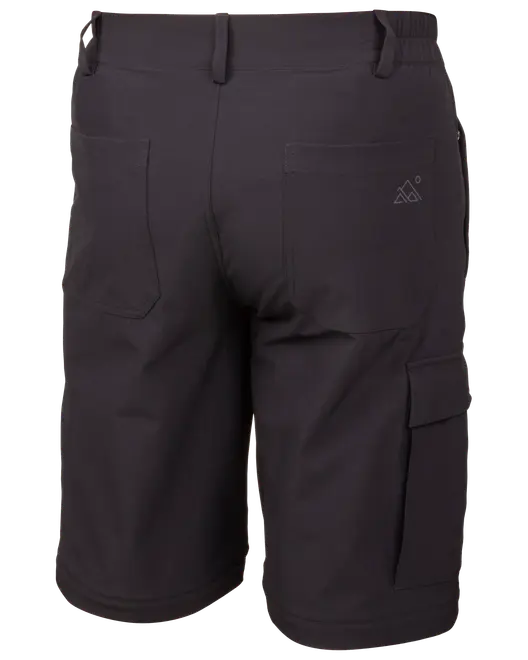 Sort cargo shorts med to baglommer, bæltestropper og en sidelomme. Fremstillet af slidstærkt stof, egnet til udendørs aktiviteter. Lille logo på højre baglomme.