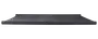 Sort rektangulær markise med glat stofdug og slank metalramme, vist helt udfoldet i et fladt, strømlinet design.