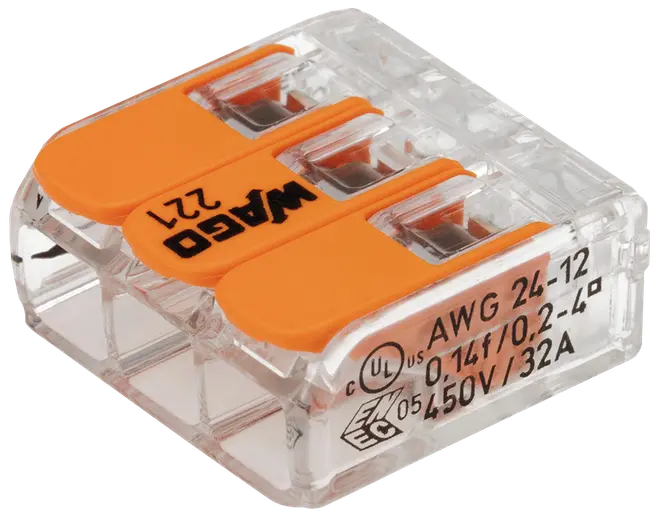 WAGO Kopplingsklämmor för 3 trådar 12-pack