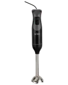 Sort SJÖBO stavblender med ergonomisk håndtag, to kontrolknapper og blenderstang i rustfrit stål. Kompakt design til blanding, purering og blendning af ingredienser i køkkenet.