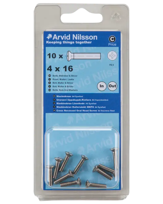 MASKINSKRUV A4LH M4X16 10 ST