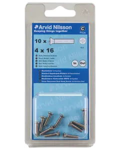 Arvid Nilsson Maskinskrue A4 LH M4 x 16 mm 10-pak