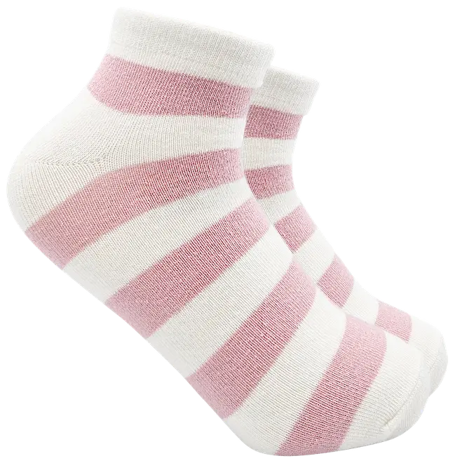 Ankelsokker stribet - hvid og rosa 
