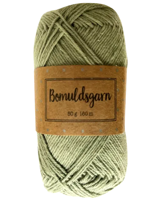 Bomuldsgarn 50 g - støvet grøn