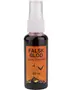 Sprayflaske med 50 ml falsk blod til huden, hvid pumpe, orange Halloween-etiket med flagermus, spindelvæv og græskar. Perfekt til udklædning og specialeffekter.