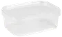 Rektangulär genomskinlig plastmatlåda med tättslutande lock. Perfekt för matförvaring, matlådor eller småprylar. Tål diskmaskin och mikrovågsugn. Lätt och återanvändbar.