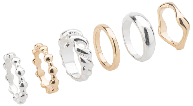 Ring 6 stk. - guld og sølv