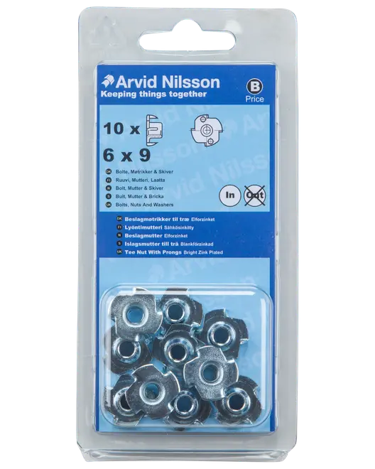 ISLAGSMUTTER TILL TRÄ 6X9 10ST