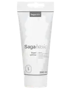Tube med Sagabasic Super Letfiller, 200 ml, til hurtige reparationer. Hvid emballage med grå tekst, velegnet til udfyldning af små huller og revner. Nem at påføre.