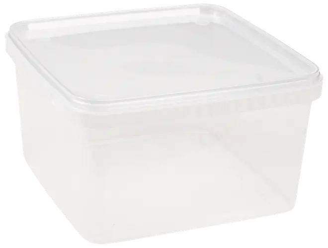 Plastlåda med lock 3000 ml fyrkantig