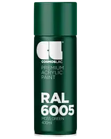 Cosmoslac premium akrylmaling spray, RAL 5018 turkisblå, 400ml dåse. Glat, blank finish til forskellige overflader. Nem aerosolpakning for jævn påføring.