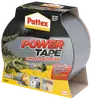 Pattex Power Tape, sølvfarvet gaffatape, 10 meter, ekstra stærk klæbeevne, vandtæt, egnet til reparationer, leveres i papdispenser.