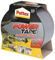 Pattex Power Tape, sølvfarvet gaffatape, 10 meter, ekstra stærk klæbeevne, vandtæt, egnet til reparationer, leveres i papdispenser.