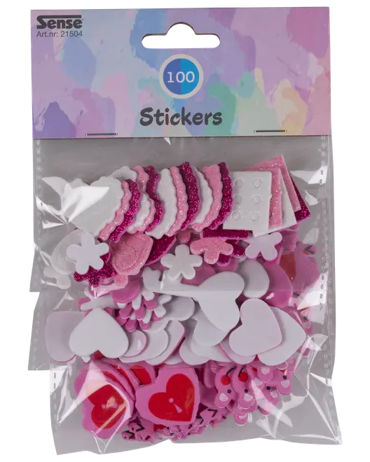 Klistermærker - 100 stk. - ass. farver og størrelser