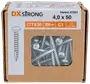 Æske med DX Strong C1 træskruer til indendørs brug, 4,0 x 50 mm, TX20 kærv, 100 stk., i brun kartonemballage med vindue.