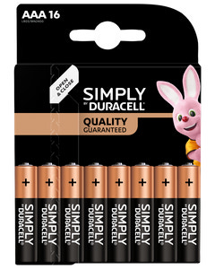 DURACELL Simply Batteri AAA 16-pak