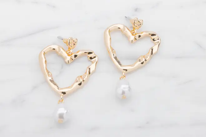 Øreringe hjerte og perle - guld