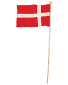 Lille dansk flag på træpind med rød baggrund og hvidt kors. Perfekt til fester, fejringer eller nationale begivenheder. Let og nem at holde.