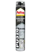 Pattex Professional PU-skumdåse til skumpistol, mærket Universal PU 320, sort og sølvfarvet patron med høj cylindrisk form.