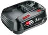 Bosch 18V 4,0Ah genopladeligt batteri, sort med rød og hvid branding, kompakt design, synlige forbindelsesterminaler og teksturerede sider til elværktøj.