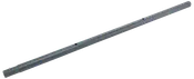 Grå metallförlängningsstång, cylindrisk form, slät yta, med ett litet hål nära ena änden. För rengörings- eller målningsverktyg.