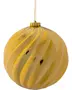 Guldkugle ophængt juleornament med snoet rillet spiraldesign og metallisk finish.
