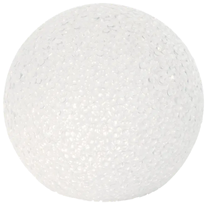 Vit polystyrenboll med texturerad yta, lätt och perfekt för pyssel, dekoration eller modellbygge. Slät, rund form, finns i olika storlekar för kreativa ändamål.